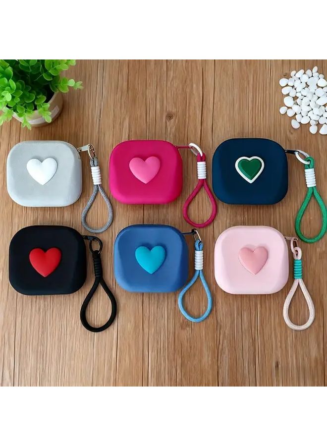 Green Mini Heart Shaped Silicone Wallet Coin Purse Portable Storage For Lipstick Keys Cards - Image 3